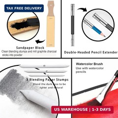 KALOUR 76 Drawing Sketching Kit Set – Pro Art Supplies with Sketchbook & Waterco