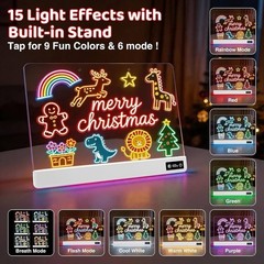 17 Inch Rechargeable LED Drawing Board for Kids, Upgraded 15 Colors Light Up