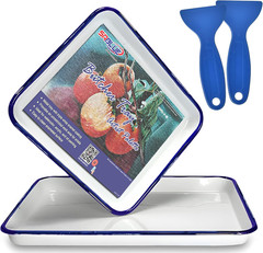 2 Pcs White Enamel Butcher Tray Palettes 8.5″ X 12.5″ Triple Coated Tray