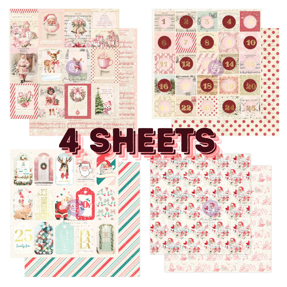 Christmas Sparkle Set #1 | 12″ x 12″ Cardstock | 4 Sheets | Scrapbooking