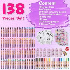 Disney Princess Art Set for Kids Complete Colouring Supplies in Carrying Case
