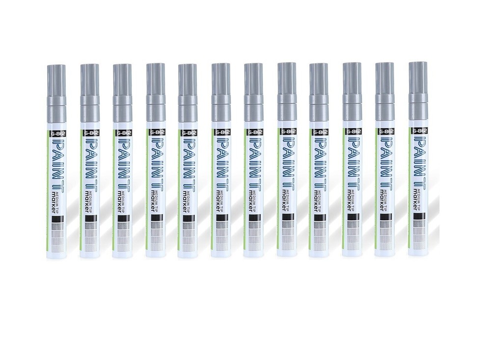 GXIN Silver Paint Pens (12 Pack), Opaque Paint Pens, Oil Based and Water-Proof
