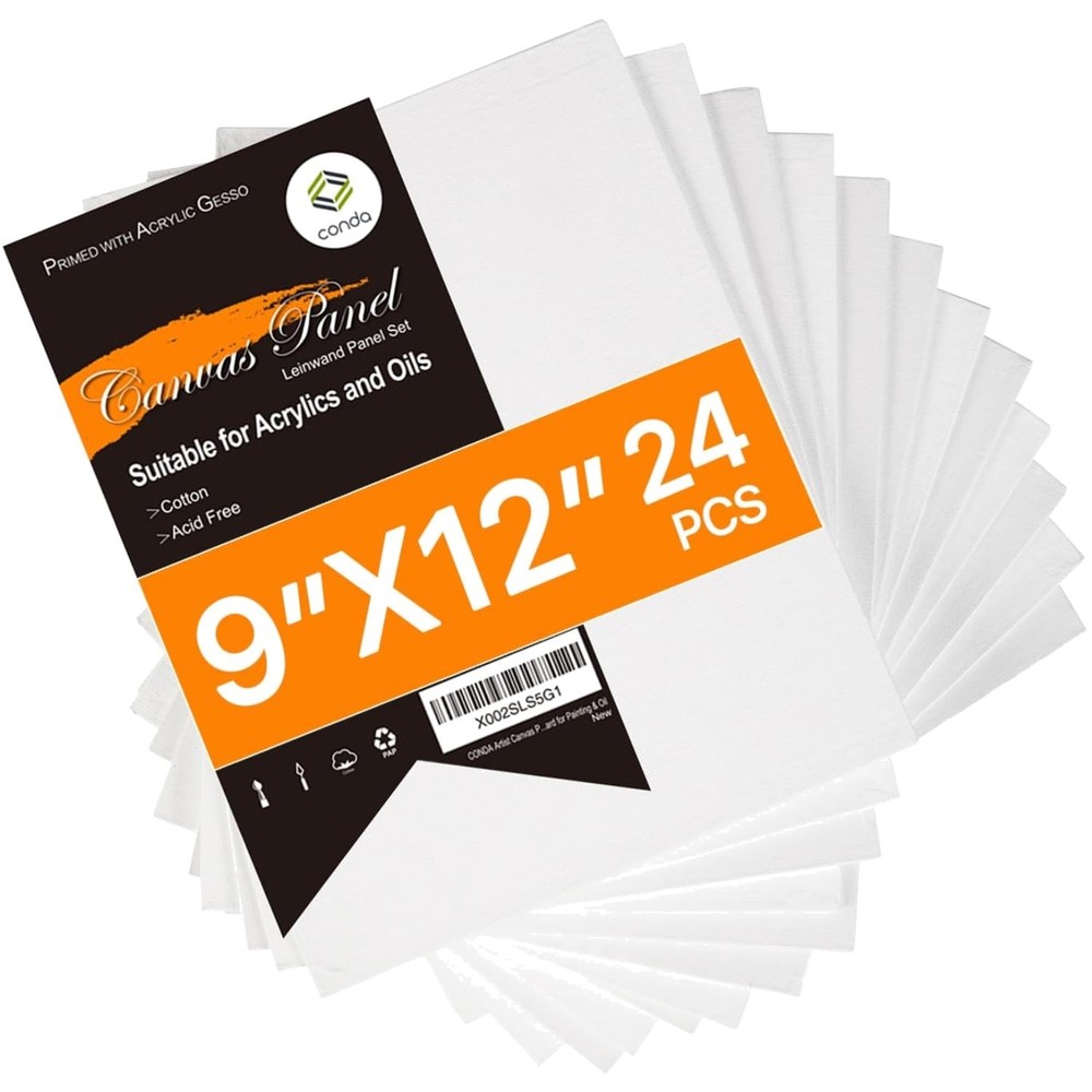Versatile 24-Pack 9×12 Canvas Boards for Acrylic, Oil & Watercolor Painting