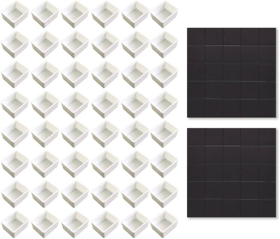 Watercolor Half Pans with Magnetic Stripe – 48Pcs White Plastic Empty Artist Pai