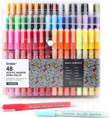 Acrylic Paint Pens Markers, 48 Colors, 0.7 Mm, Extra Fine Tip Drawing Markers, P