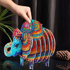 LSQFS 5D DIY Diamond Painting Coaster, Art Kits for Adults, Elephant