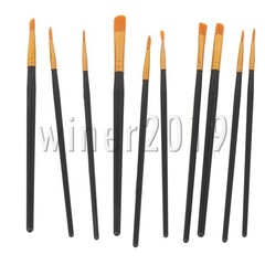 10pcs Black Acrylic Water Powder Oil Painting Brush for Oil Painting Acrylic