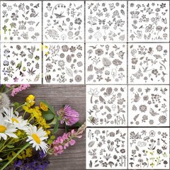 Colarr 12 Set 288 Pcs Flower Stencils for Painting on Wood DIY Craft Painting…