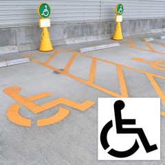 33″ x 36″ Handicap Stencil, Reusable Silicone 41 inches x 44 inches, White