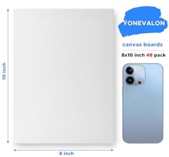 48 Pack Canvas Boards 8×10 Inch Blank Panels Primed Cotton for Painting Art Set