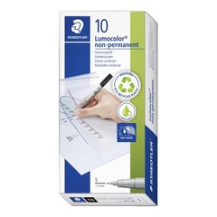 Staedtler Lumograph Non-Permanent Wet Erase 1 Count (Pack of 10), Black