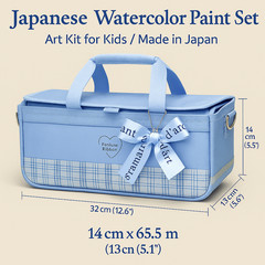 Japanese Watercolor Paint Set for Kids Fortune Ribbon Blue Bag Made in Japan