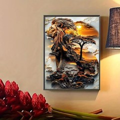 Diamond Art Kits for Adults, 5D Full Drill Lion Diamond Painting Kit, Easy DIY