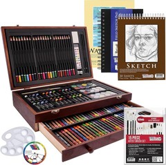 162-Piece Mega Wood Box Art Kit – Painting & Drawing Supplies for Adults