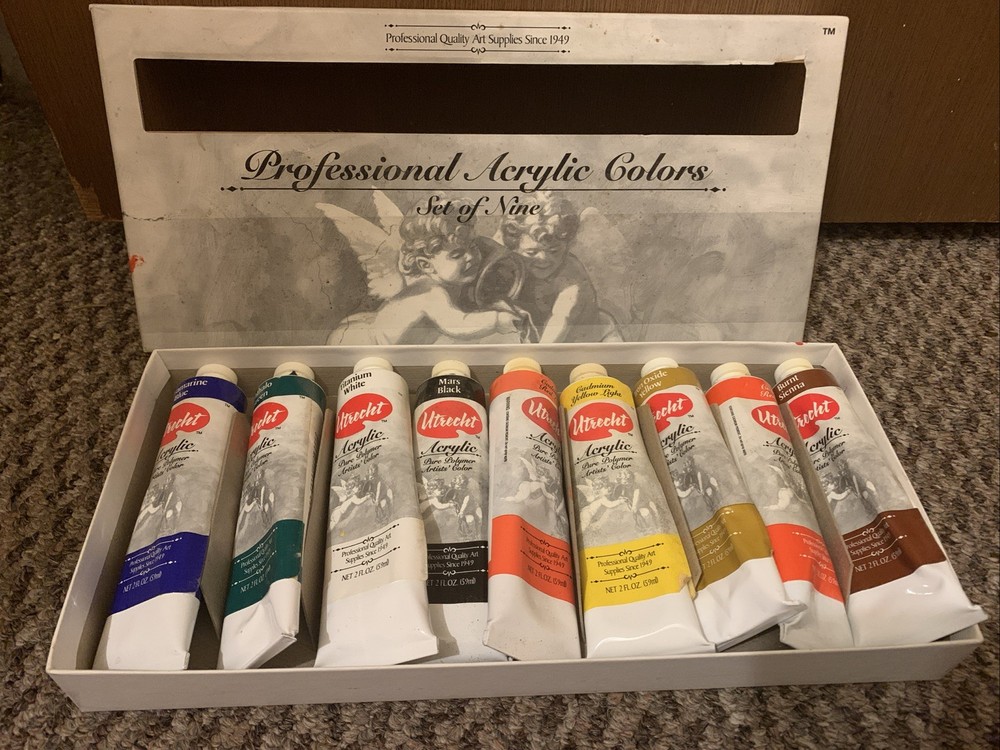 Vintage Utrecht Professional Oil Acrylic Colors Set of 9