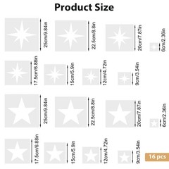 16Pcs Large Star Stencils for Painting, Reusable Templates white