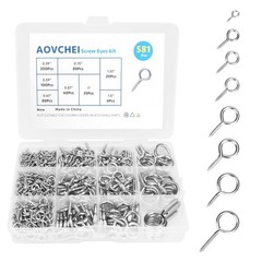 Aovchei Eye Screws Set, 581Pcs 0.39″ 0.59″ 0.67″ 0.75″ 0.87″ 1″ 1.22″ 1.5″ Me…
