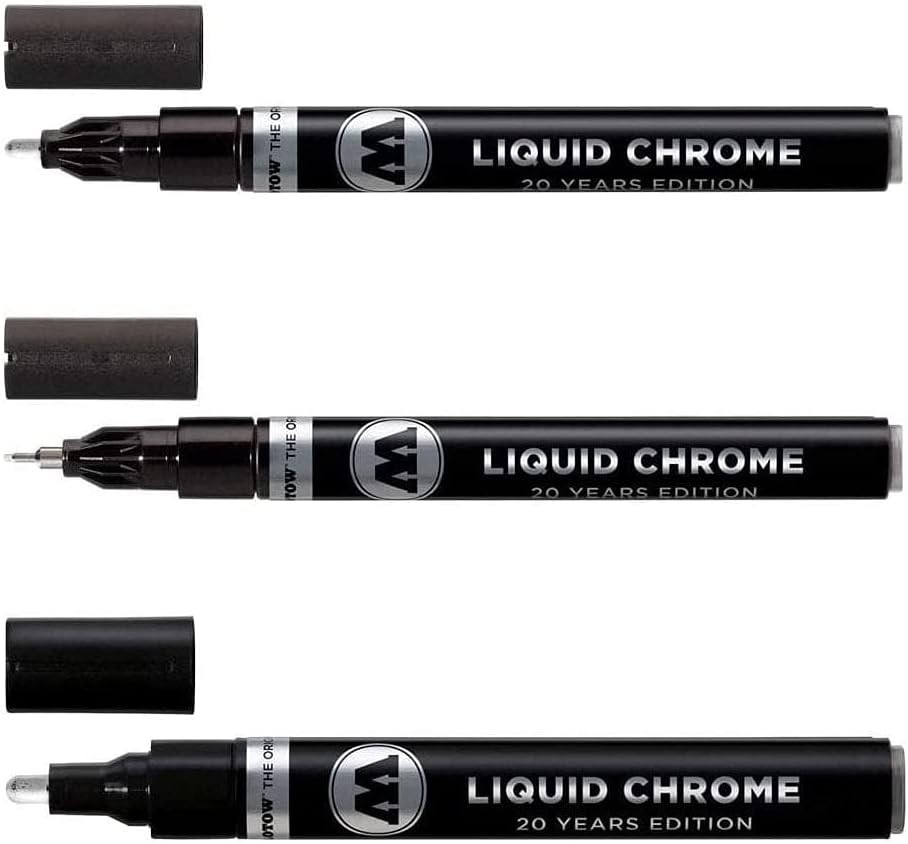 Liquid Chrome Marker Set Pack of 3 High Gloss Permanent Marking Pens