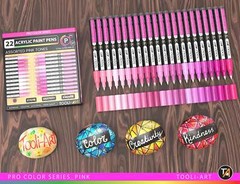 Acrylic Paint Pens 22 Assorted Pink Pro Series Markers Set (0.7mm EXTRA FINE)