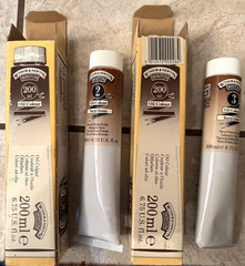 Lot of 2 Winsor Newton Oil Color 200ml Tubes Burnt Umber Burnt Siena soft 100% F
