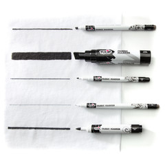 Tulip Fabric Markers 5Pc Variety Black Permanent Fine Jumbo Chisel Extra fine