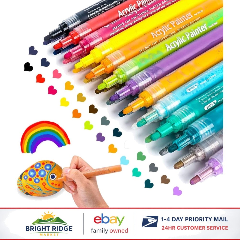 Multi-Surface Paint Pens Set with 24 Colors for Creative Art and Craft Making