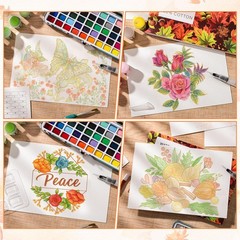 30 Sheets Coloring Book, A5 (8.3 x 5.8) Workbook, 140 lb/300 GSM Flower Water…