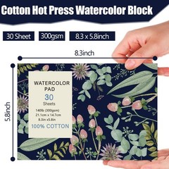 Watercolor Paper Pad Hot Press 140 lb 300 GSM Tearable 30 Sheets A5 8.3×5.8