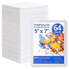 64 Pack Mini Canvas Boards 5×7 Inch – Gesso Primed 100% Cotton for Acrylic, Oil,