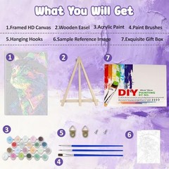 Cat Paint by Numbers Kit for Adults with Frame and Wooden Easel, EAX038