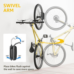 monTEK Swivel Bike Wall Mount – 4 Pack Garage Hanger & Space-Saving Grey