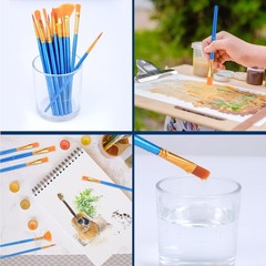 AROIC Acrylic Paint Brush Set, 30 pcs Nylon Hair Brushes 30pcs, Blue