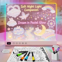 timisigns Rechargeable Led Drawing Board for Kids, Light Up Pad w/ 8 Color