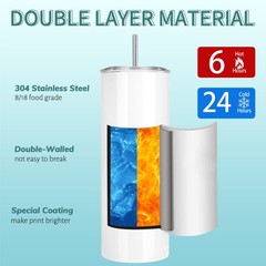 10 Pack Sublimation Tumblers Bulk 20 oz Skinny Straight Flat Bottom Blank Tum…