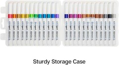 24 Assorted Metallic Acrylic Markers in Reusable Storage Case – Art Supplies