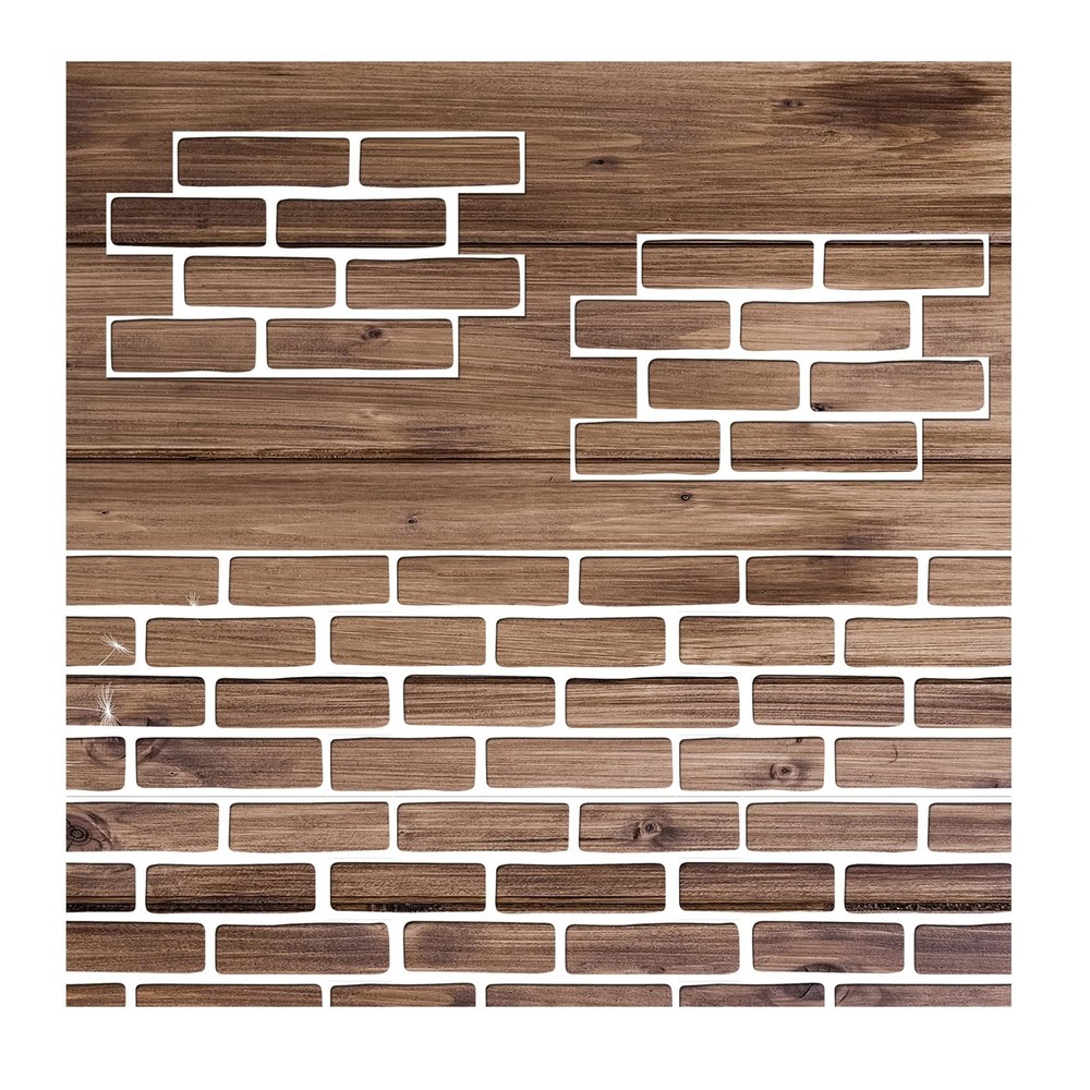 4Pcs Brick Stencils for Painting Walls 17 x10 17 x 10 inches, white clear