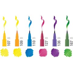 Faber Castell Pitt Artist Pens 6 Piece Set Basic Colors Brush Tip