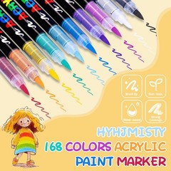 HYHJMISTY 168 Colors Acrylic Paint Markers Brush Tip, Water-Based Multicolor