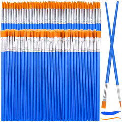 126 Pcs Small Paint Brushes Bulk Flat And Round Pointed Paint Brushes Set