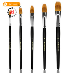 Filbert Paint Brush Comb Set, 5PCS Professional 2, 4, 6, 8, 10, Black