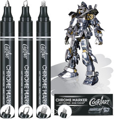 3PK Liquid Chrome Markers – Permanent Mirror Chrome Pens, Chrome Paint Pens for