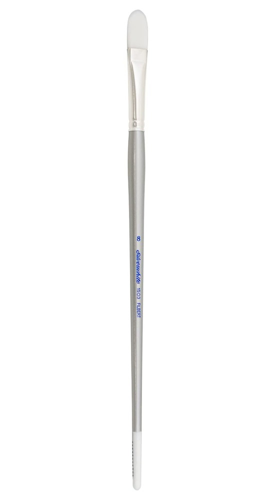 Size 10 Silver Brush 150310 Silverwhite Long Handle White Taklon Filbert