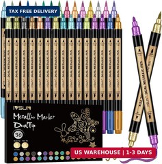 30 Color Metallic Marker Pens Dual Tip Acrylic Paint Markers for Crafts