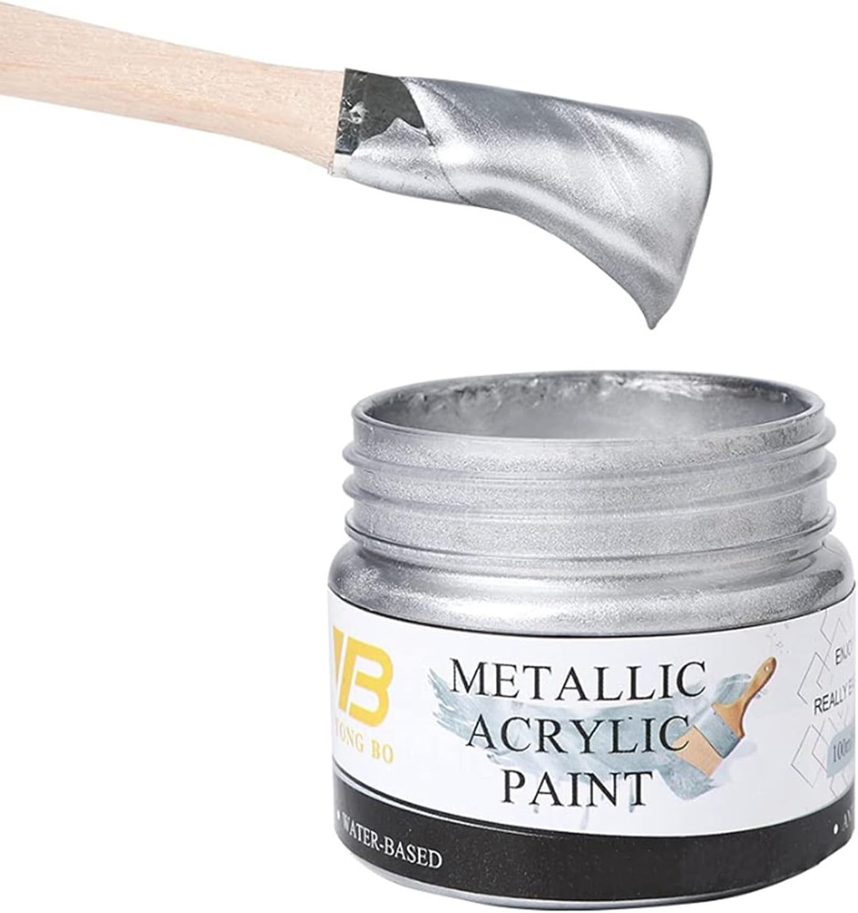 Metallic Silver Acrylic Paint, 100Ml Silver Paint, Art Craft Paints for Canvas,