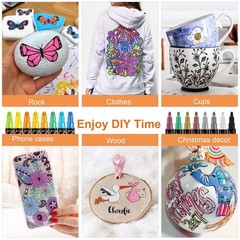 48 Colors Dual Tip Acrylic Paint Markers, Fabric Decorating Kits Premium Wate…