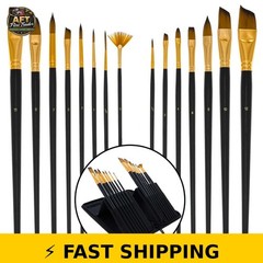 U.S. Art Supply 15 Piece Artist Long Handle Brush Set – Travel Case