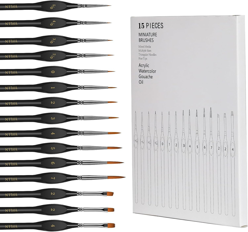 Miniature Paint Brushes, 15PCS Model Brushes Detail Paint Brush Set, Fine Detail