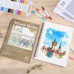 4 Pack Mixed Media Sketchbooks 9×12″ Heavyweight 98lb Spiral Bound 200 Sheets fo