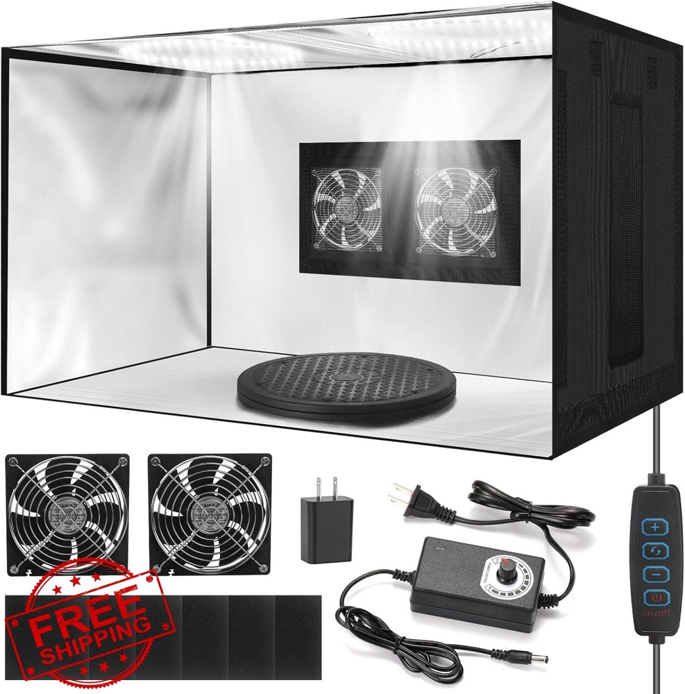 Portable Airbrush Spray Booth with Dual Exhaust Fans,Airbrush Paint Booth wit…