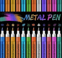 12 Colors Glitter Paint Pens, Acrylic Glitter Markers 1-5mm Soft Tip
